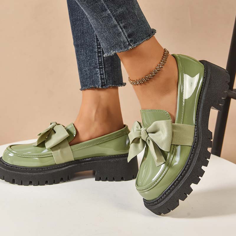 Chic och Söt Platåloafers med Rosett