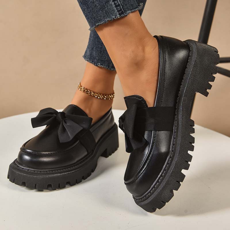 Chic och Söt Platåloafers med Rosett
