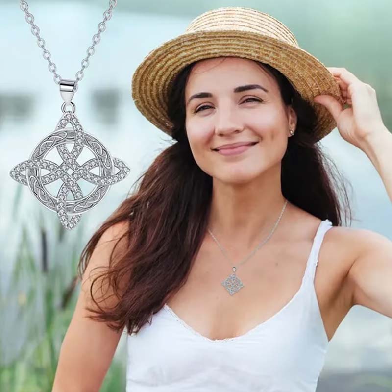 💐 Het försäljning 📿💃 Häxknut-halsband med glittrande stjärnstråle-hänge