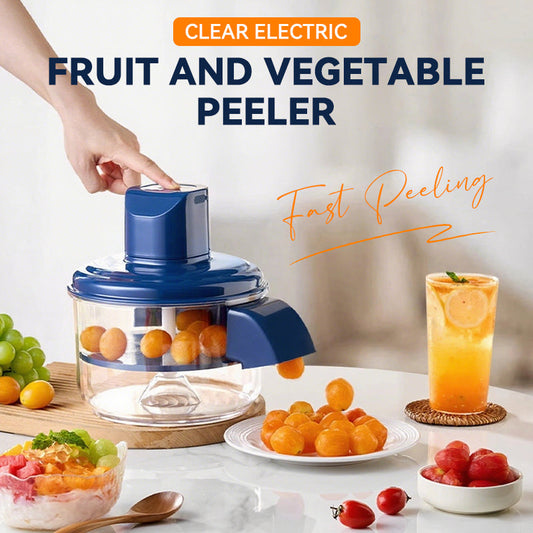 🧄 50% RABATT! 🍇 Transparent Elektrisk Frukt- & Grönsaksskalare – 5 Blad & Snabb Skalning – Perfekt för Köket – Enkel Rengöring 🍎