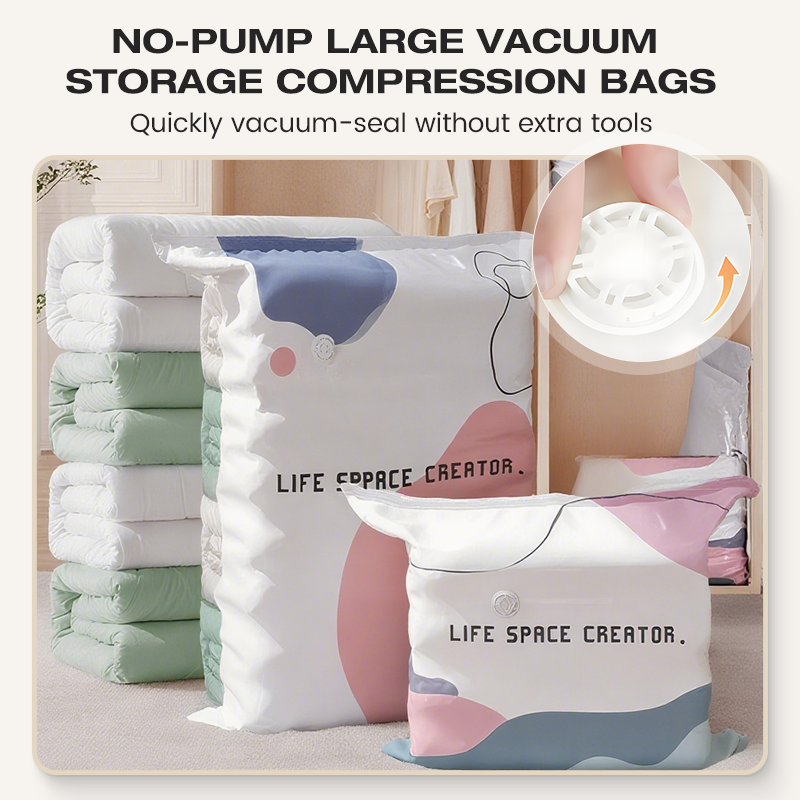 🛏️ 50% RABATT NU!✨ Stora Vakuumkompressionspåsar Utan Pump – Spara 80% Plats – Förvaring Essential 📦