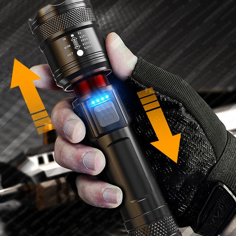📢📢60 % rabatt – Zoombara ficklampa med 7500 lumen 🔦🏔️ Vattentät IPX7, laddningsbar via USB-C och med powerbank-funktion☀️