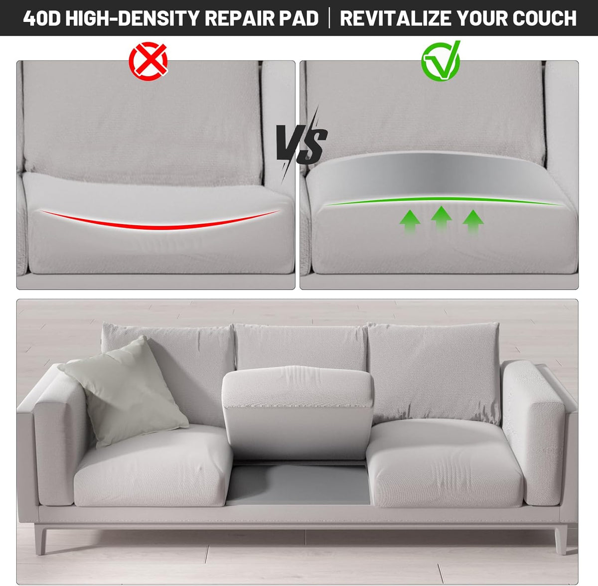 🛋️ SISTA DAGEN - KÖP 2 FÅ 3! ✨ Couch Stöddyna för Hängande Säten - Högdensitets Skum med Nedslipad Bas för Bättre Komfort & Ryggstöd 🏠💫