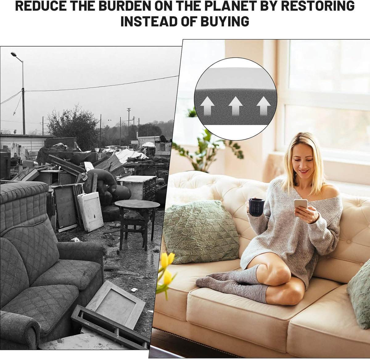 🛋️ SISTA DAGEN - KÖP 2 FÅ 3! ✨ Couch Stöddyna för Hängande Säten - Högdensitets Skum med Nedslipad Bas för Bättre Komfort & Ryggstöd 🏠💫
