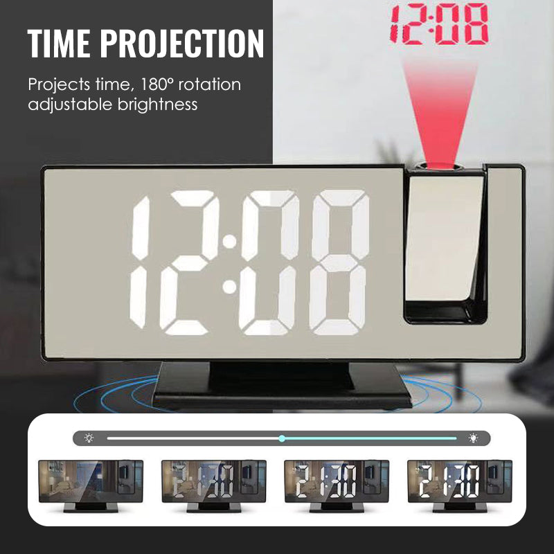 ⏳Begränsat erbjudande⏰ Väckarklocka med projektor och LED-spegel 🕰️ – Köp två och få gratis frakt