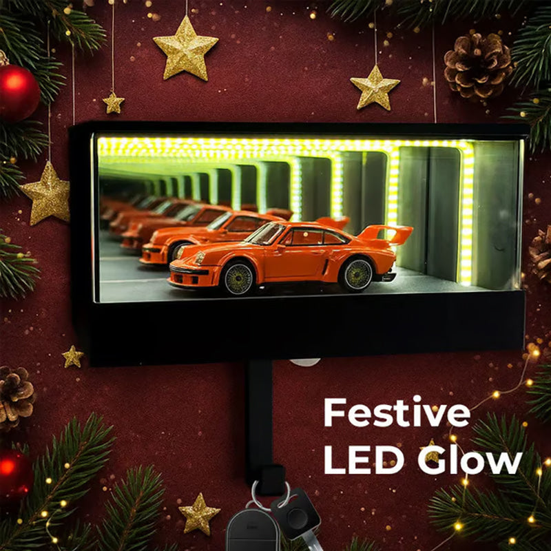 ⏳Begränsad tid 50 % rabatt⏰🗝️Infinity Mirror LED-nyckelhållare för garage🏎️