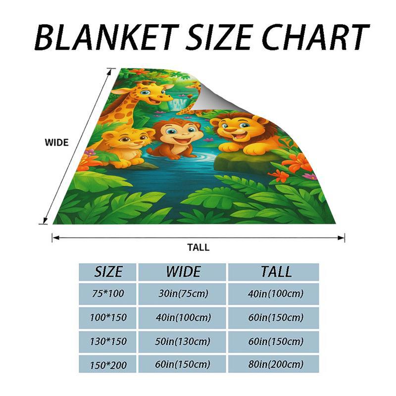 ✨Julrea – 50 % rabatt💃🔥Plush Flannel Throw Blanket med tecknad djungelprint