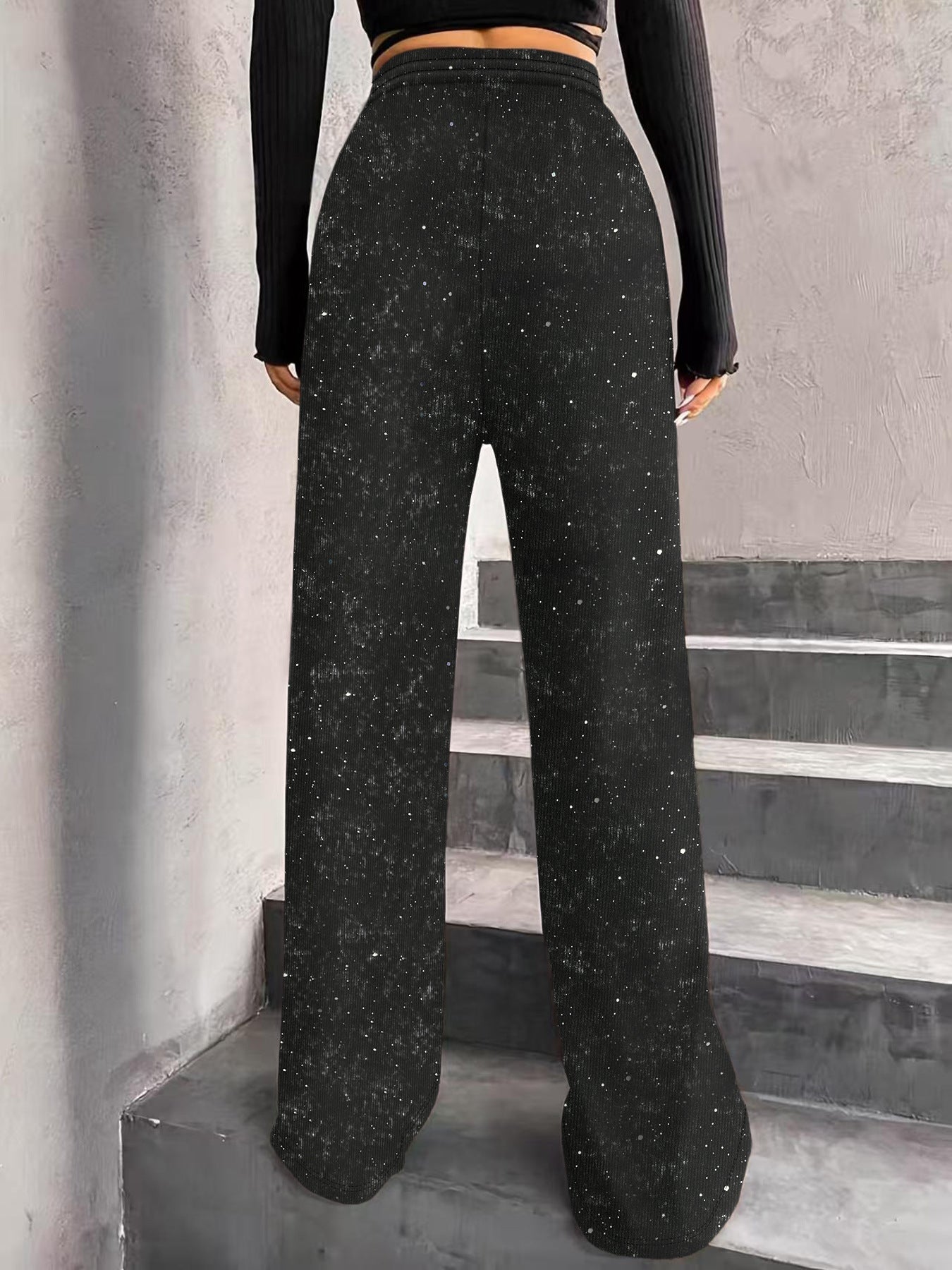 💖SISTA DAGENS REA 60% RABATT🥰Dambyxor med paljettmönster och vida ben och resår i midjan