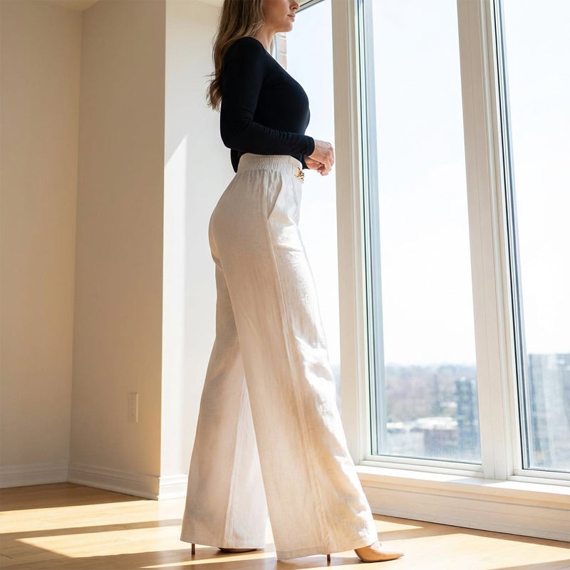 👖 60% RABATT! 💃 Dambyxor – Hög midja, vida ben, med skärp och mångsidig look ✨