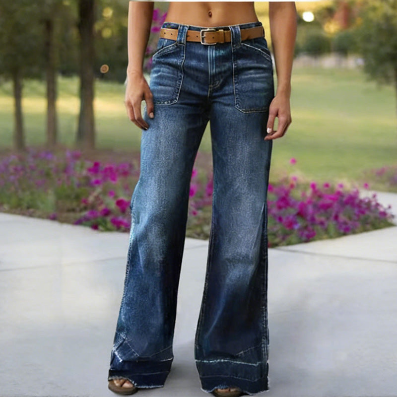 🎁Nya Tillskott 2026 – 👖55% Rabatt💥Retro Flare Jeans för Kvinnor med Fickor