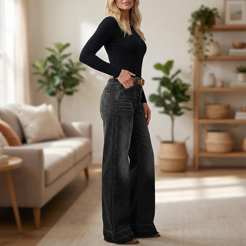 🎁Nya Tillskott 2026 – 👖55% Rabatt💥Retro Flare Jeans för Kvinnor med Fickor
