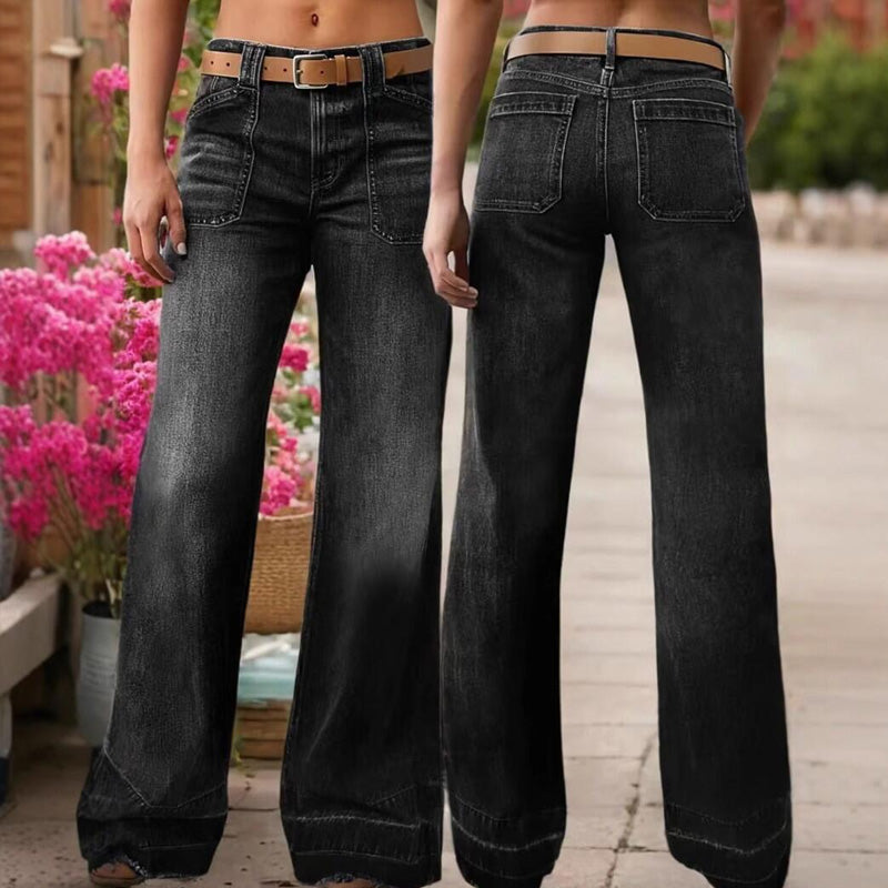 🎁Nya Tillskott 2026 – 👖55% Rabatt💥Retro Flare Jeans för Kvinnor med Fickor
