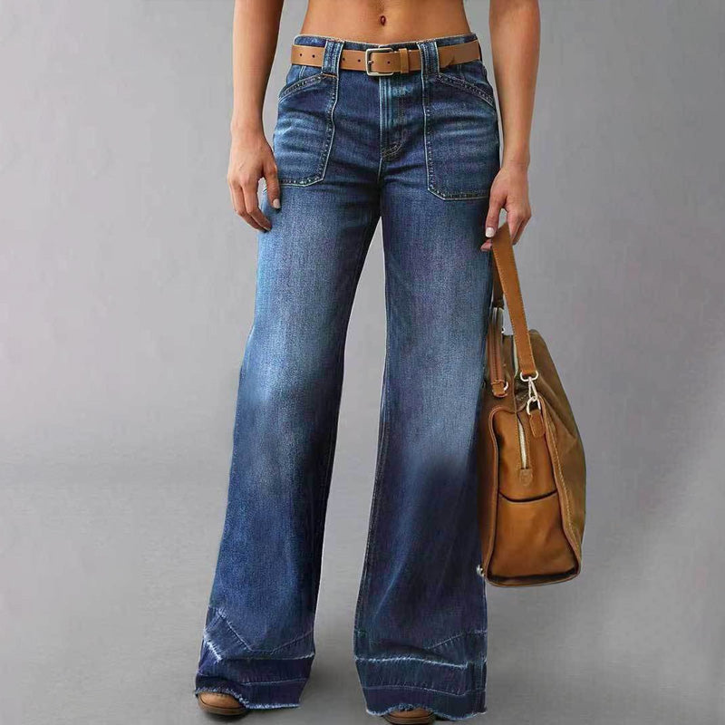 🎁Nya Tillskott 2026 – 👖55% Rabatt💥Retro Flare Jeans för Kvinnor med Fickor
