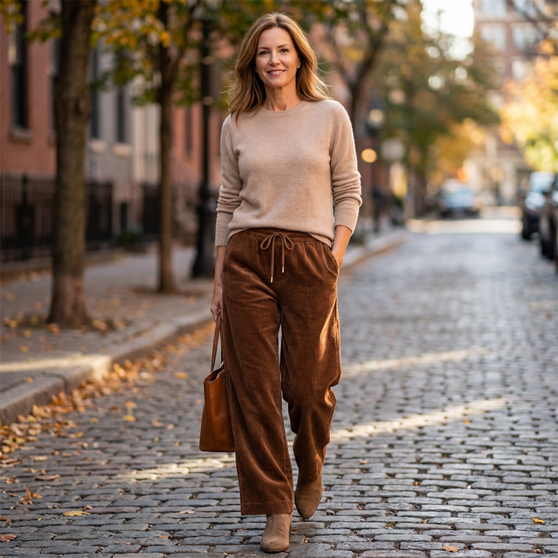 👖 60% RABATT! 💃 Dam Corduroybyxor – Löst sittande, Mjukt Tyg & Perfekt för Vardag & Ledighet ✨