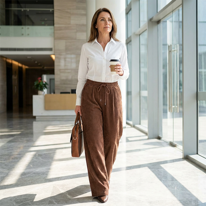👖 60% RABATT! 💃 Dam Corduroybyxor – Löst sittande, Mjukt Tyg & Perfekt för Vardag & Ledighet ✨
