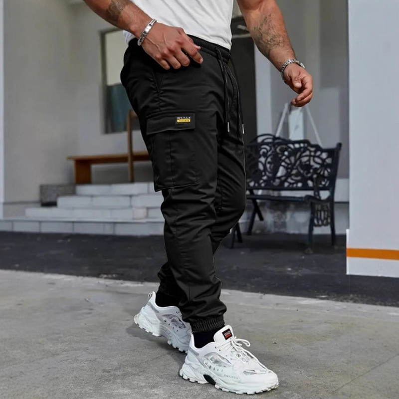 👖 50% RABATT NU!🛠️ Herr Arbetsbyxor Cargo Sweatpants – Taperade Joggers & Dragsko – Multi-Ficka Streetwear 🔥