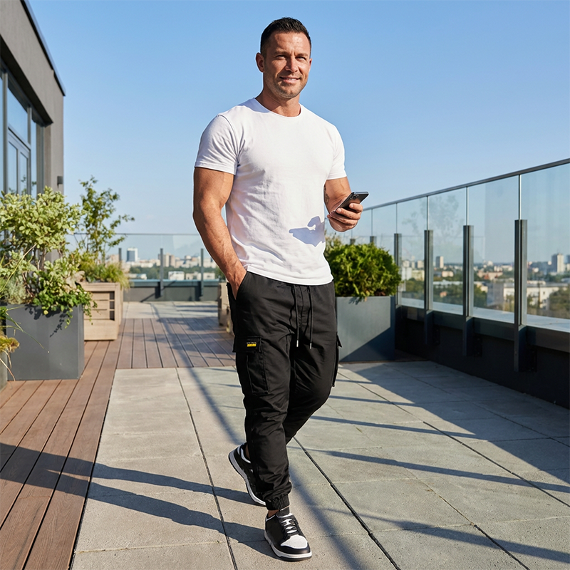 👖 50% RABATT NU!🛠️ Herr Arbetsbyxor Cargo Sweatpants – Taperade Joggers & Dragsko – Multi-Ficka Streetwear 🔥