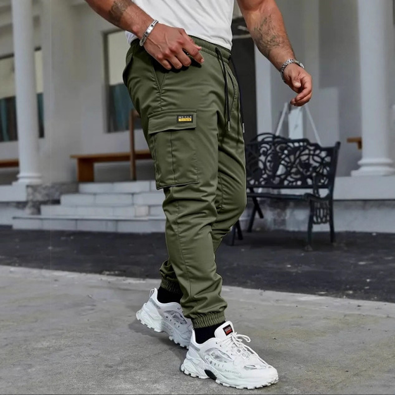 👖 50% RABATT NU!🛠️ Herr Arbetsbyxor Cargo Sweatpants – Taperade Joggers & Dragsko – Multi-Ficka Streetwear 🔥