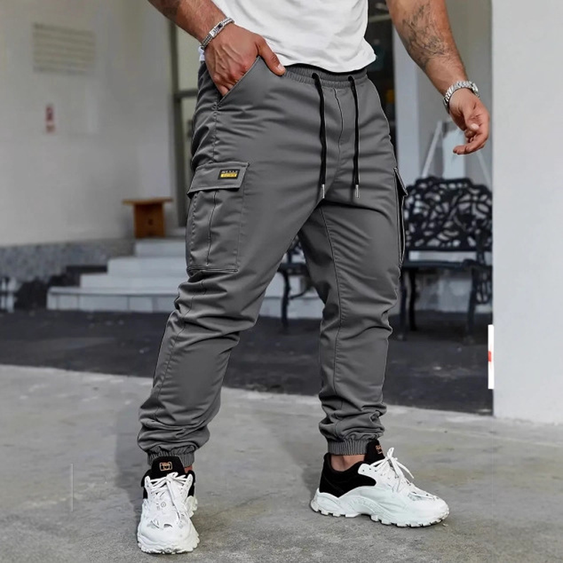 👖 50% RABATT NU!🛠️ Herr Arbetsbyxor Cargo Sweatpants – Taperade Joggers & Dragsko – Multi-Ficka Streetwear 🔥