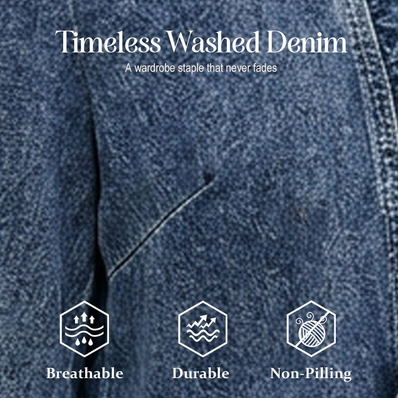🧥50 % RABATT! ✨ Dammjeansjacka – öppen framsida, volangkant, lätt, klassisk tvätt ✨