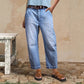 🌟 Dam high waist vida jeansshorts – Benlängande & vintage tvätt – Casual croppade byxor – perfekta för sommar, strand eller en ledig dag 👒