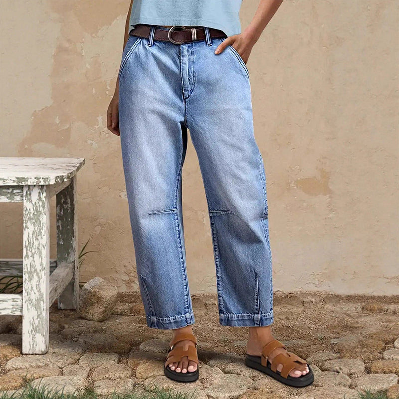 🌟 Dam high waist vida jeansshorts – Benlängande & vintage tvätt – Casual croppade byxor – perfekta för sommar, strand eller en ledig dag 👒