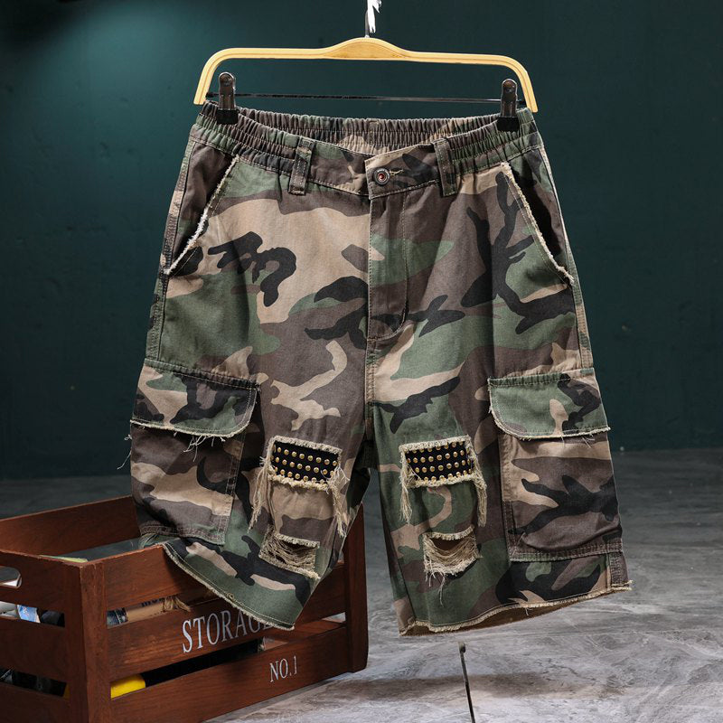 🔥 50% RABATT NU!⚡ Herr Nitar Kamouflage Cargo Shorts – Distad, Multi-Ficka & Elastisk Midja – Tuff Streetwear Cargo Shorts 🛹