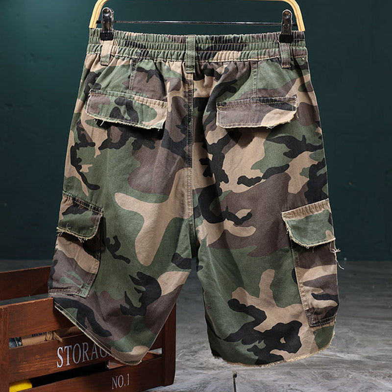 🔥 50% RABATT NU!⚡ Herr Nitar Kamouflage Cargo Shorts – Distad, Multi-Ficka & Elastisk Midja – Tuff Streetwear Cargo Shorts 🛹