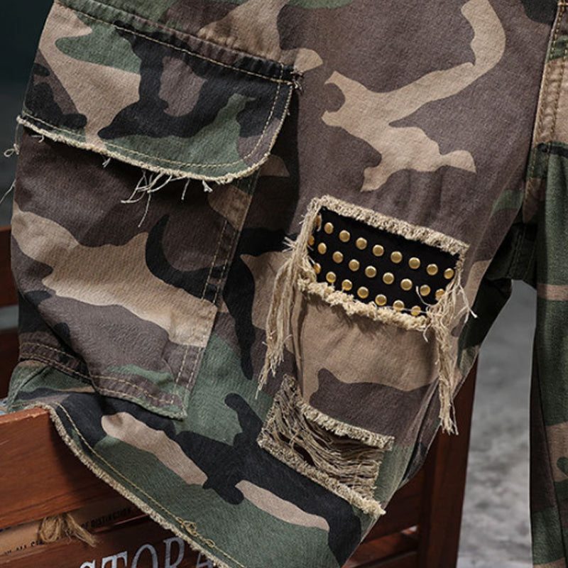 🔥 50% RABATT NU!⚡ Herr Nitar Kamouflage Cargo Shorts – Distad, Multi-Ficka & Elastisk Midja – Tuff Streetwear Cargo Shorts 🛹