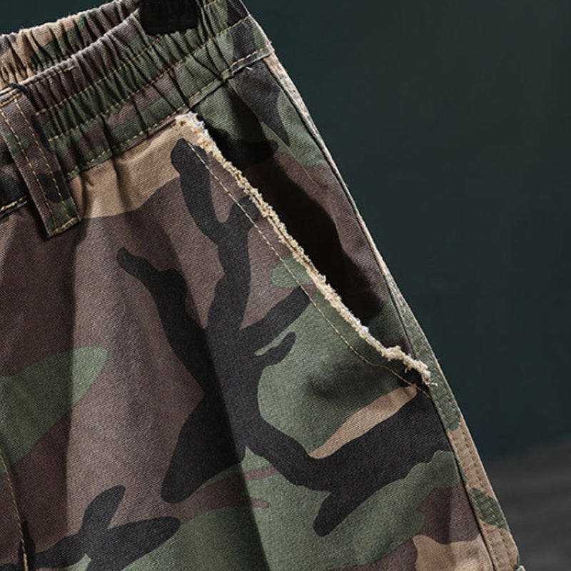 🔥 50% RABATT NU!⚡ Herr Nitar Kamouflage Cargo Shorts – Distad, Multi-Ficka & Elastisk Midja – Tuff Streetwear Cargo Shorts 🛹