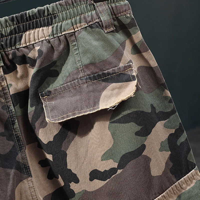 🔥 50% RABATT NU!⚡ Herr Nitar Kamouflage Cargo Shorts – Distad, Multi-Ficka & Elastisk Midja – Tuff Streetwear Cargo Shorts 🛹