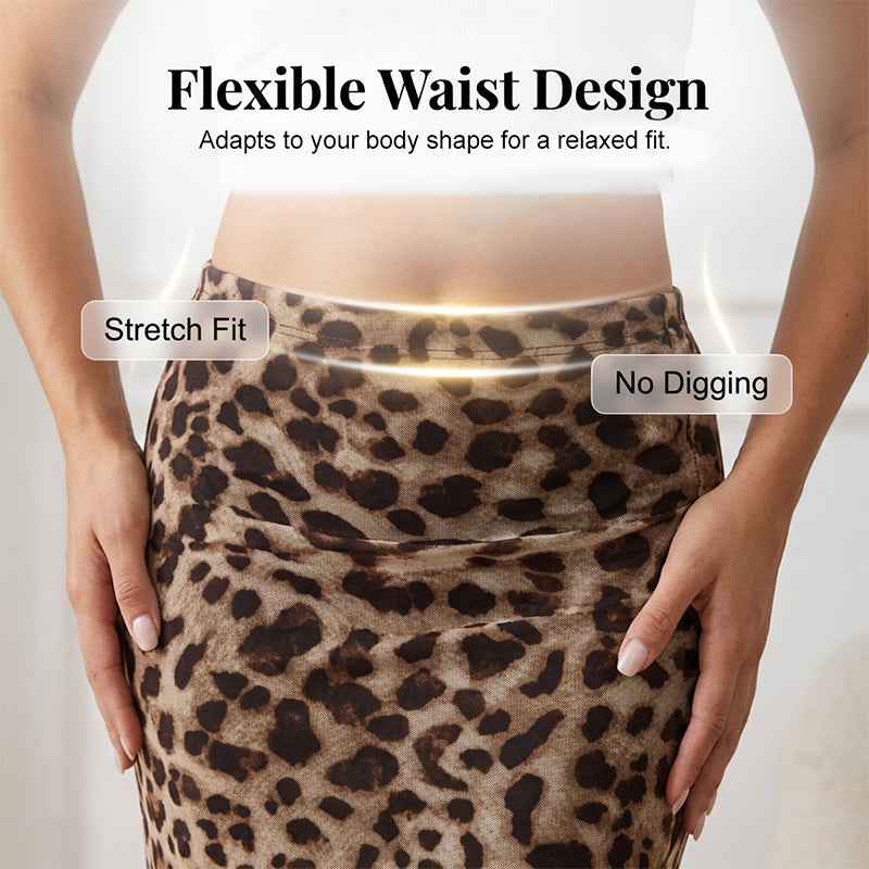 👗 50% RABATT NU! 🐆 Damernas Flödande Leopardmönstrad Lång Kjol – Hög Midja & Mångsidig Stil ✨