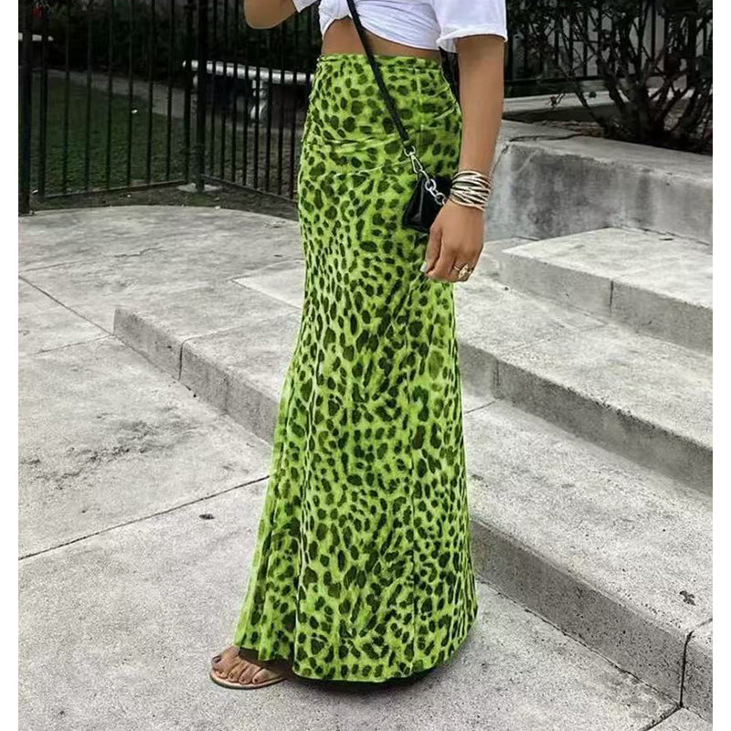 👗 50% RABATT NU! 🐆 Damernas Flödande Leopardmönstrad Lång Kjol – Hög Midja & Mångsidig Stil ✨