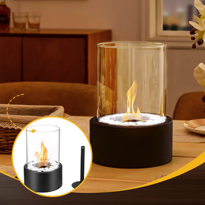 🔥 50 % rabatt! 🏠 Bordseldstad i glas och metall – bärbar, rökfri, lämplig för både inomhus- och utomhusbruk, utrustad med etanolbrännare – en mysig inredningsdetalj som förgyller ditt hem ✨