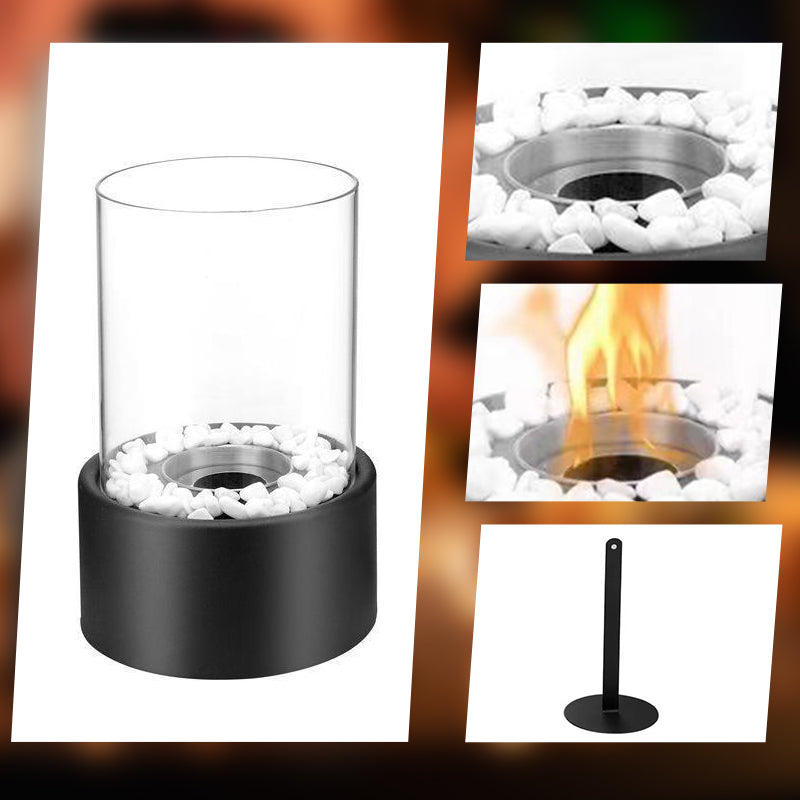 🔥 50 % rabatt! 🏠 Bordseldstad i glas och metall – bärbar, rökfri, lämplig för både inomhus- och utomhusbruk, utrustad med etanolbrännare – en mysig inredningsdetalj som förgyller ditt hem ✨