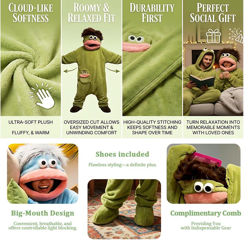 🔥50% RABATT! 🔥Elegans behöver inga ord 🐟Mjuk pyjamas i korallfleece med figurer🧸