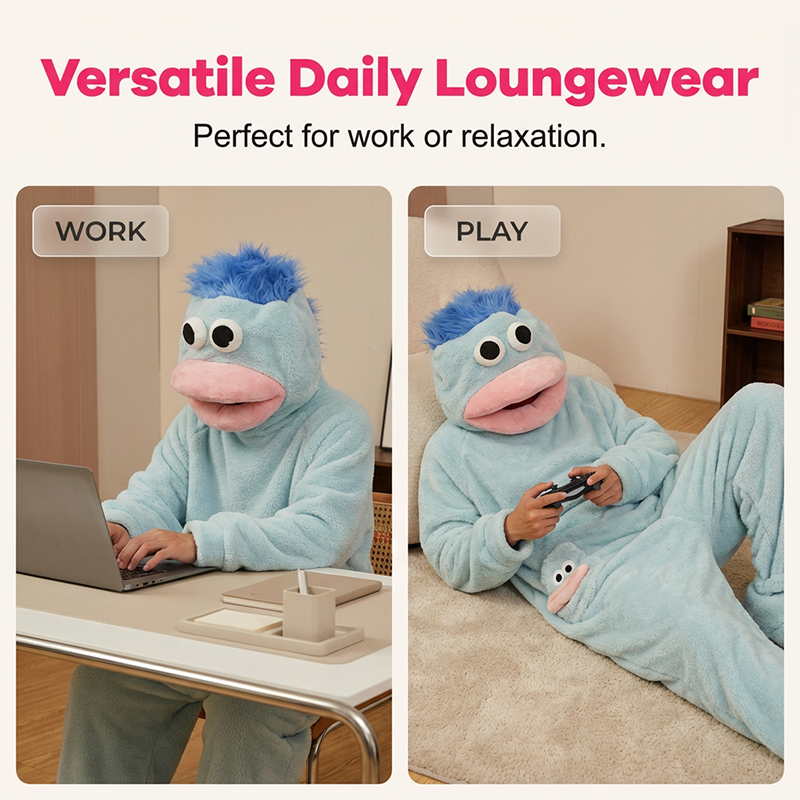 🔥50% RABATT! 🔥Elegans behöver inga ord 🐟Mjuk pyjamas i korallfleece med figurer🧸