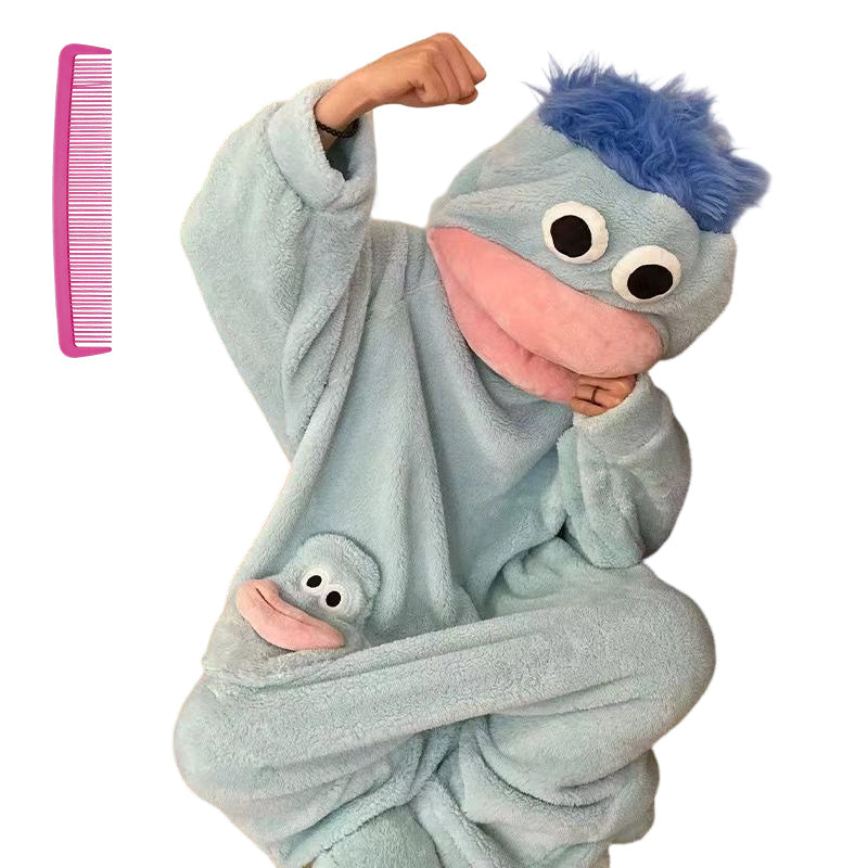 🔥50% RABATT! 🔥Elegans behöver inga ord 🐟Mjuk pyjamas i korallfleece med figurer🧸