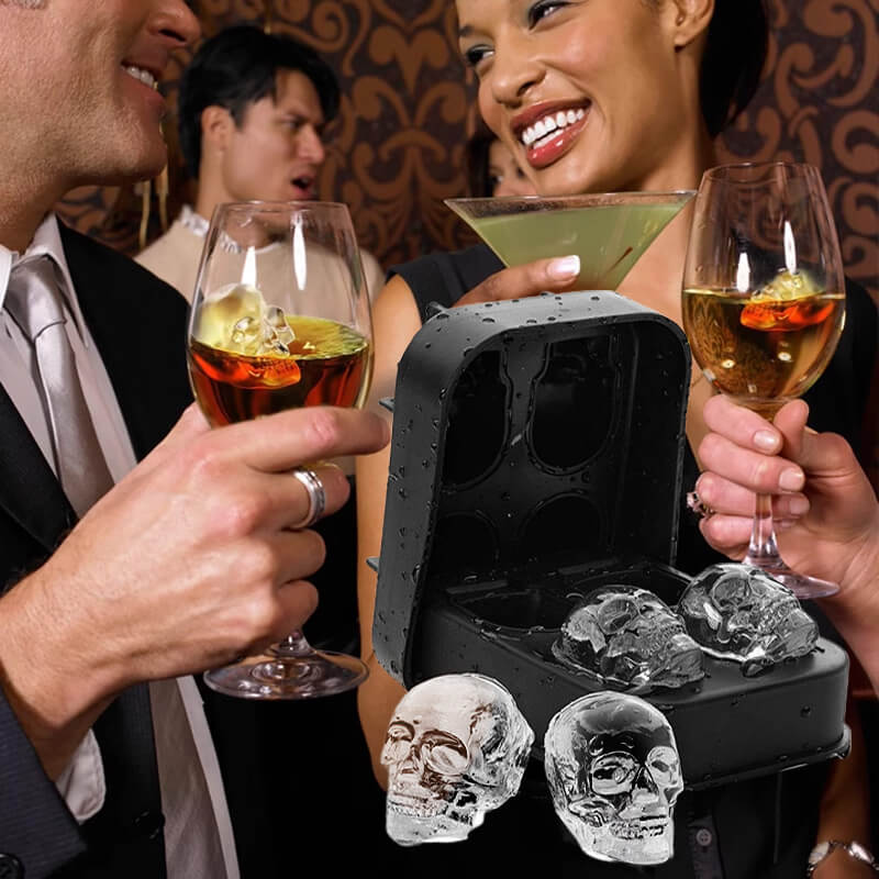 ✨ Köp 1 få 1 GRATIS🎁💀  🧊 DIY Silikonform Dödskalle Isbitar – Livsmedelsgodkänd, Långsamt Smältande & Perfekt För Whiskey, Cocktails & Halloweenfester 🎃