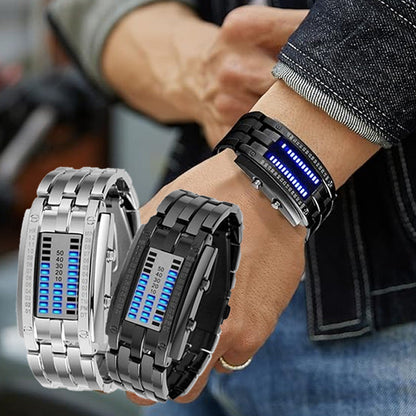 ⌚ 50% RABATT NU! 💙 Binär LED-klocka för Herr – Rostfritt Stål & Unikt Display – Sportig, Modern & Vattenresistent 🛡️.