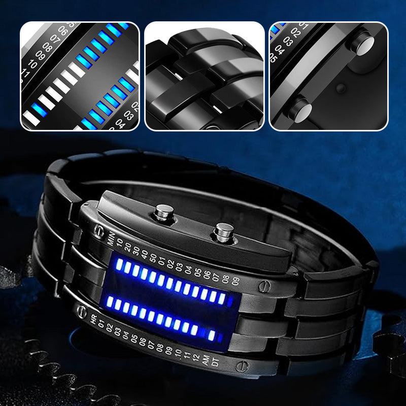 ⌚ 50% RABATT NU! 💙 Binär LED-klocka för Herr – Rostfritt Stål & Unikt Display – Sportig, Modern & Vattenresistent 🛡️.