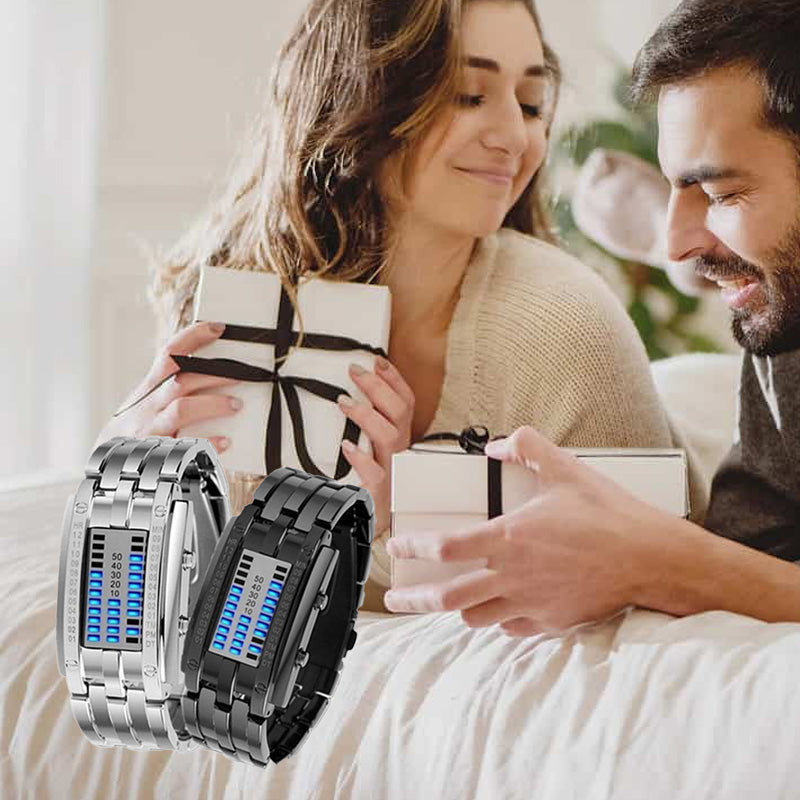 ⌚ 50% RABATT NU! 💙 Binär LED-klocka för Herr – Rostfritt Stål & Unikt Display – Sportig, Modern & Vattenresistent 🛡️.