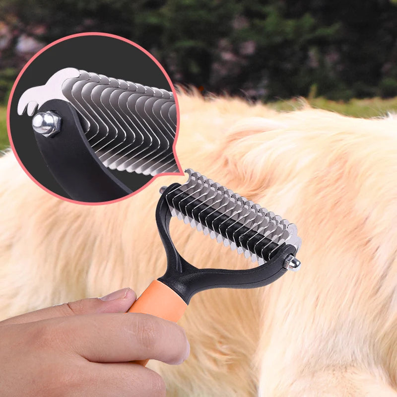 🐕 50% RABATT NU! 🐈 Dubbelsidig Avgörande Borste för Husdjur – Dubbelsidig Design, Ergonomiskt Handtag & Skonsam Pälsvård ✨