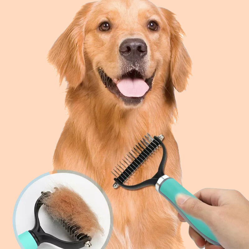 🐕 50% RABATT NU! 🐈 Dubbelsidig Avgörande Borste för Husdjur – Dubbelsidig Design, Ergonomiskt Handtag & Skonsam Pälsvård ✨