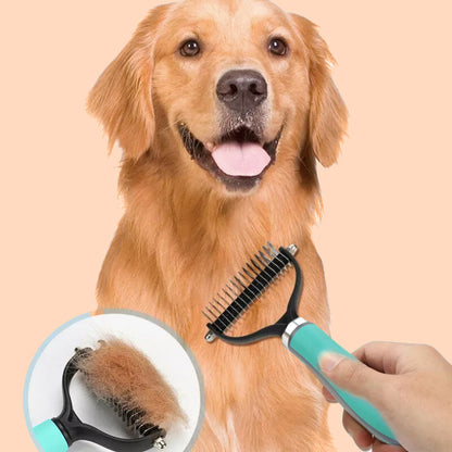 🐕 50% RABATT NU! 🐈 Dubbelsidig Avgörande Borste för Husdjur – Dubbelsidig Design, Ergonomiskt Handtag & Skonsam Pälsvård ✨