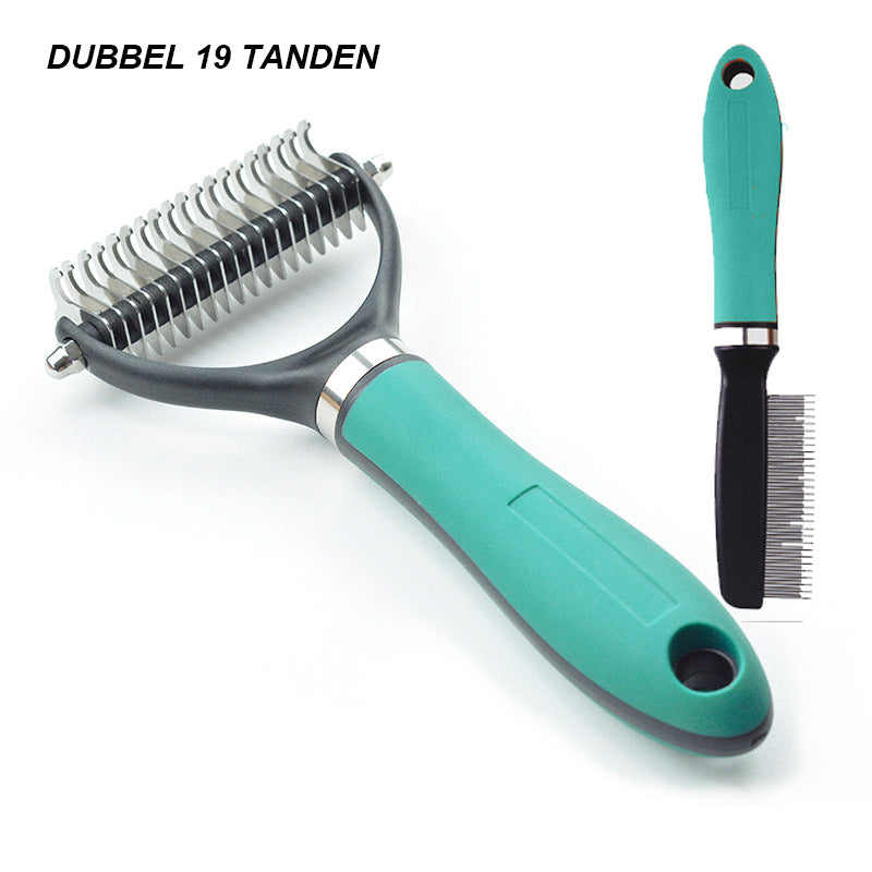 🐕 50% RABATT NU! 🐈 Dubbelsidig Avgörande Borste för Husdjur – Dubbelsidig Design, Ergonomiskt Handtag & Skonsam Pälsvård ✨