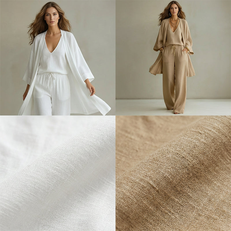 2026 års nyhet! 🌸Factory Direct Sales🔥 Elegant Tredelat Set för Dam - Kofta, Topp & Byxor med Vida Ben
