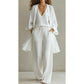 2026 års nyhet! 🌸Factory Direct Sales🔥 Elegant Tredelat Set för Dam - Kofta, Topp & Byxor med Vida Ben