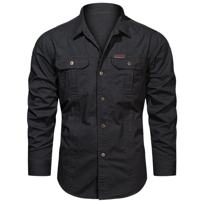 👔 50% RABATT NU! 🔧 Herr Långärmad Bomulls Arbetskjorta – Andningsbar, Dubbla Bröstfickor & Förstärkta Sömmar – Robust & Hållbar 🛠️