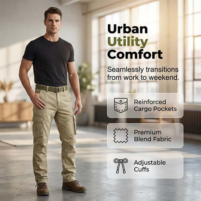 👖 50% RABATT NU! 🔧 Herr Klassiska Taktiska Cargobyxor – Multi-Ficka, Hållbar Bomullsblandning & Justerbara Muddar – Perfekt För Utomhus- & Vardagsbruk ✨